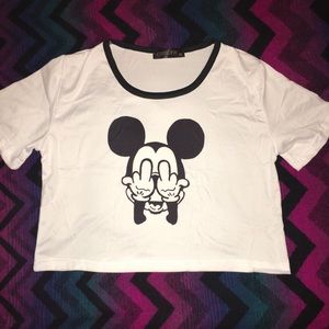 ❗️LAST ONE❗️Mickey Middle Finger Crop Top